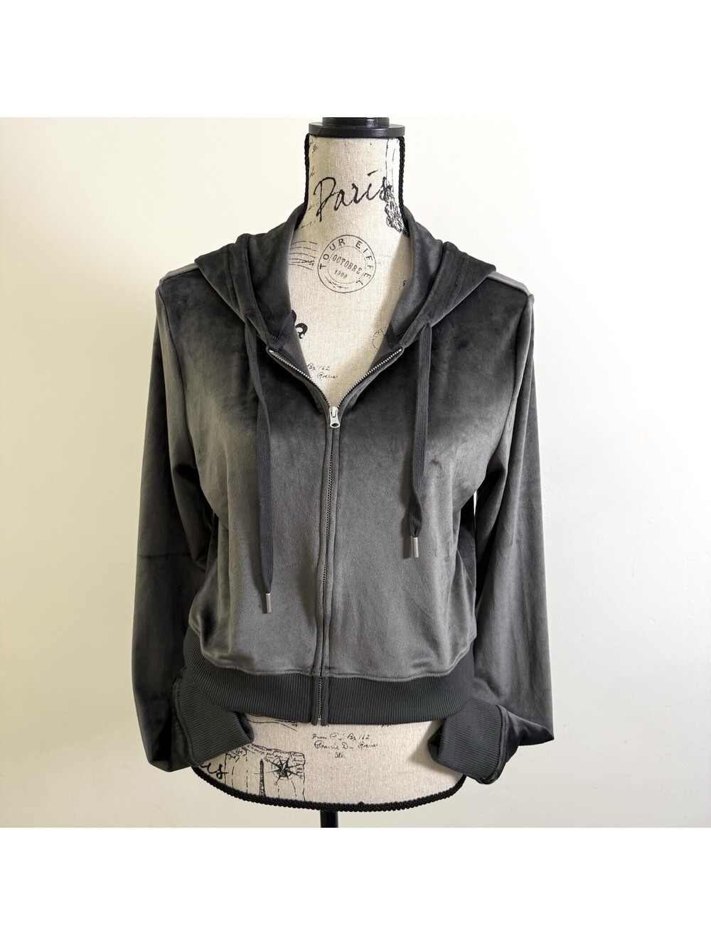 Aerie Velour Full Zip Hoodie Real Good Cropped Lounge Womens Large Soft Casual